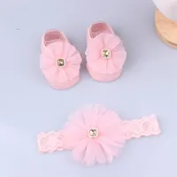Lovely Pearl Bows Newborn Baby Girl Headband Socks Set Lace Flower Hair Band Turban Kids Little Girls Hair Accessories 1023 E3