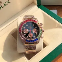 Rainbow Diamond Rlexo High Quality Watch Novo luxo de luxo de luxo 3A Homens de quartzo masculino de seis pinos Calendário à prova d'água