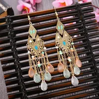 Dangle Earrings Est Boho Beads Long Pendant For Women Ethnic Style Vintage Alloy Carving Hanging Jewelry Wholesale