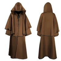 Medeltida 5 färger kappa Halloween Hooded Robe Monk Robe Cloak Long Sleeve W292Z