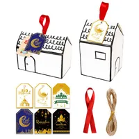 선물 랩 24sets eid mubarak candy box packaging bag with diy 종이 태그 이슬람 무슬림 축제 al-fitr party ramadan decorgift
