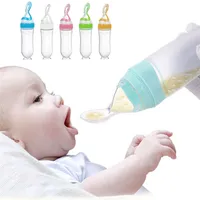 90ML Safe born Baby Feeding Bottle Toddler Silicone Squeeze Feeding Spoon Milk Bottle Baby Training Feeder Food Supplement 220715