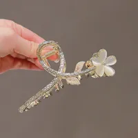 Neue Mode hochwertige Legierung Opal Großgröße Blume Haarnadel schnappen Haare Rückenkopfhai Clip Side Barrettes