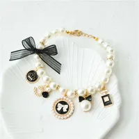 Dog Apparel Cute Pet Pearl Collar Princess Bow Necklace Cat Jewelry Adjustable Puppy Accessories Chihuahua Wedding Stuff