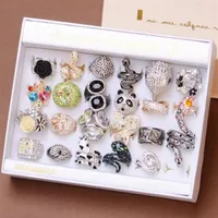 24pcs lot Mix Style Size Animal Crystal Fashion Cluster Rings For Jewelry Gift Craft Ring RI402300