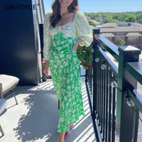 Casual Dresses Summer Maxi Party Dress Floral Long Elegant Wedding Vintage Beach Sleeve Satin Vacation Outfits 2022
