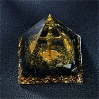 Gold Cross Orgone Pirâmide DIY ENERGIA Obsidian Base Magia Orgonite Presente Cura Meditação Mão Feita Home Decoração Coleção