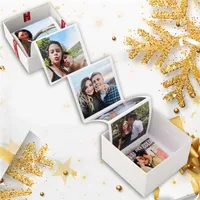 10pcs PO Personnalized Picture Picture Token Box Diy Text Albums Cover Memorial Memorial Lover Family Birthday Anniversary Gift 220702
