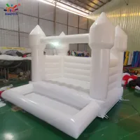 Kommersiell PVC uppblåsbar Jump Bouncer Jumper House Wedding Bouncy Castle med Ballpit Combo White Bouncer till salu
