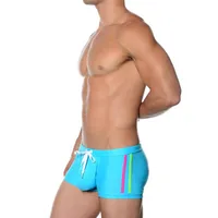 Traje de baño para hombres Color sólido Boxer de cintura corta pantalones cortos de natación para hombres Europa America Fashion Sexy Beach Surf Sports Drymen's