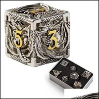 Outdoor Games Activities Leisure Sports Outdoors 7Pcs Pure Copper Hollow Metal Dice Set DD Polyhedral For Dnd Dungeons And Dragons Role P