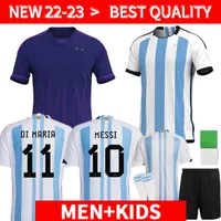 2022 Jerseys de football de l'Argentine 2023 LO CELSO DYBALA DI MARIA Messis Martinez de Paul Maradona Kid Kit Men Femmes 22 23 FAGER