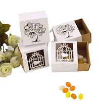 50Pcs Kraft Paper Birdcage Tree Boxes Candy Transport Hollow Wedding Favor Gift Box Birthday Baby Shower Wedding Decoration J220714