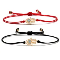 Charm Bracelets Cubic Zirconia Hamsa Hand Red String Protect Luck Bracelet Women Girl Kabalah Of Fatima Brass CZ Handknot Jewelry