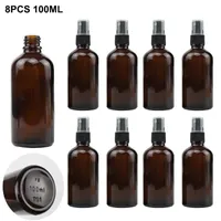 Storage Bottles & Jars 8Pcs pack 100ml Refillable Spray Bottle Empty Amber Glass For Essential Oil Mist Container Portable Travel