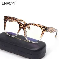 LNFCXI Classic Anti-Plue Glase Glasses مصمم العلامة التجارية أزياء مربع مربع البصرية إطارات الديكور الفهد