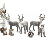 Simulación de decoración de fiesta Modelo animal de animales pequeños ciervos en miniatura Desk Home Desk Dollhouse Christmas Ornaments Lindo Kid Regalo