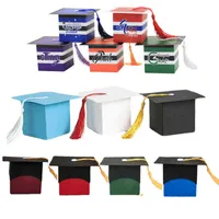 20 PCS/Party Bachelor Hat Cap Bag Candy Box Graduation Party Forme Gift Facing Boxes Paper Bags Decoration J220714