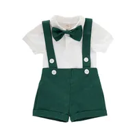 Clothing Sets 7 Colors Summer Baby Boys Gentleman Clothes 2pcs Solid Short Sleeve Romper Bow Tie Overalls ShortsClothing