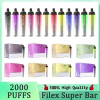 Filex Super Bar max Electronic Cigarettes 2000 Puffs Disposable Vape1250mah battery 6.5ml capacity 12 colors QST Puff xxl Bang Pro