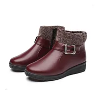 Boots Cinsd 2022 Winter Women Quality Pu Leather Plush Plush Plush Chicle Soled Shoes Flats Botas Mujer1