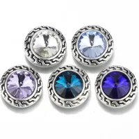 DIY Snap Mücevher Kristal Metal Çiçek Düğmeleri Günlükleri 18mm Metal Düğme Bilezikler Kolye283Q