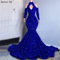 Serene Hill Long Royal Blue Prom Dress Sparkly Glitter Sequin Sexy Top African Girl Mermaid Prom Gown 2020 New Arrival CLA70453206v