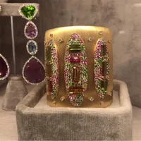 Bangle Big Fashion Luxury Bold Cuff for Women Wedding Party Multi Zirconia Crystal Cz Dubai Gold Color Bracelet 2022Banglebangle