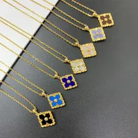 Luxus 18K Gold Clover Designer Anhänger Halsketten für Frauen Cross Chain Choker Halskette Hochzeit Schmuck Schmuck