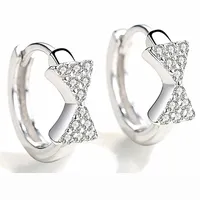 Pendientes de arco para mujeres Joyas de lujo Triángulo simétrico Circón Pendientes de plata de oreja Pendientes de plata