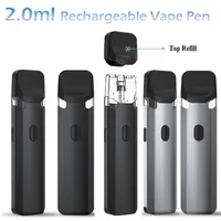 2ml Disposable Vape Pen E-cigarette Preheating Thick Oil Pods Larger Puffs Cartridge Palm Size Ceramic Coil Rechargeable 280mAh Battery Small Button Vaporizer Pens