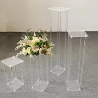 Set van 4 maten feestdecoratie huwelijksvloer vaas heldere acryl grand vazen ​​bloemstand achtergrond frame kolom pilaar gc0825