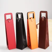 Pu Leather Wine أو Champagne Glud Wrap Backages Bage Travel Bage Single Bottle Carrier Case Organizer Wines Bottles Gifts Facts