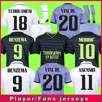 22 23 voetbalshirts voetbalshirt Camavinga Alaba Hazard Benzema Modric Asensio Vini Jr Marcelo Tchouameni Rudiger Camiseta Men Kids Kit 2022 2023 Uniformen vierde