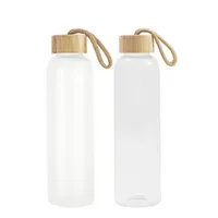 500 ml de sublimation Bouteille d'eau avec couvercles bamoo glacted en verre transparent bouteille transparente de sublimation vierge