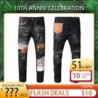 Pantaloni designer di abbigliamento jeans strappato pantaloni da uomo azzurro maschile slim jeans motociclisti foro hip hop jeans uomini
