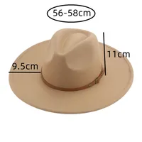 women hats winter big brim 9.5cm solid band belt fedora hat khaki black outdoor cowboy jazz caps hats for men sombreros de mujer 220517