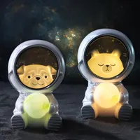Nachtlichten Handgemaakt Pet Astronaut Light Leuke Bear Cat Dog Galaxy Guardian Home Decoratie Kids Toys Creative Birthday Gifts Night