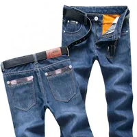 2019 Mens Winter Blue Fleece Jeans Foderato Stretch Denim Jeans caldi per uomo Designer Slim fit Bikrer Jouth Jeans 28-38 G0104
