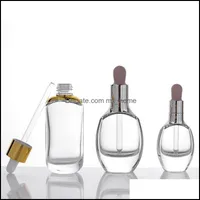 Embalaje Botellas Oficina Escuela Negocios Industrial Flat Redonde Clear Glass Essential Oil por Líquido Reactivo Pipeta Botella 15 ml 30 ml