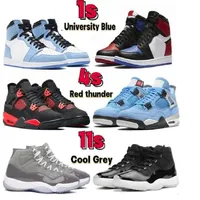 Top Basketball Shoes 1 1S University Blue Motorcycle Boots 4 4S Red Thunder 11 11S Cool Grey Mocha Black Black Cat Kids Big BO259i