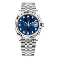 Mens Mechanical 36/41mm Blue Diamond Dial Watch Full Rostfri Steel Strap Classic Wristwatch