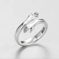 Anéis de banda customizável 925 Sterling Silver Silver Europeu e Americano Amor Amor Anel de Abraço Retro Flow Flow Ring aberto