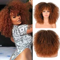 Tiktok trend wig European and American fashion wig partial gradient color chemical fiber curl short XFQK