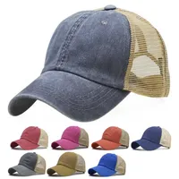 Women Ponytail Cap Caps Caps Sports Breatpe Mesh Net Hat Summer Summer Outdoor Travel Wash Retro Vintage Designer Hats Sun Fashion Sunscreen Found 8 Colors B8264