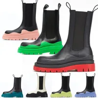 Fashion Chelsea Chunky Luxurious Boots For Woman Purple Green All Black Grey Purple Yellow Women Contrast-Sole Martin Booties Desi2766