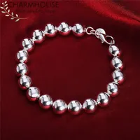 Charm Bracelets Charmhouse Pure Silver 925 für Frauen 10mm Buddha Perlenketten Armband Armreifen Armband Pulseira Mode Schmuck Geschenkgeschenk