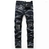 Men's Jeans Classic Direct Stretch Black Business Casual Denim Pants Slim Scratched Long Trousers Gentleman Cowboys