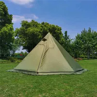 Extra großes Pyramidenzelt mit Schneckenrock mit einem Schornsteinloch Ultralight Outdoor Camping TEEPEE-Markierungen Schutzhütte-Rucksackzelt H220419