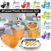 Bathroom Set 4PCS Soap Dish Dispenser Bottle Washroom Toothbrush Holder Cup Suit Home Decoration Accessories